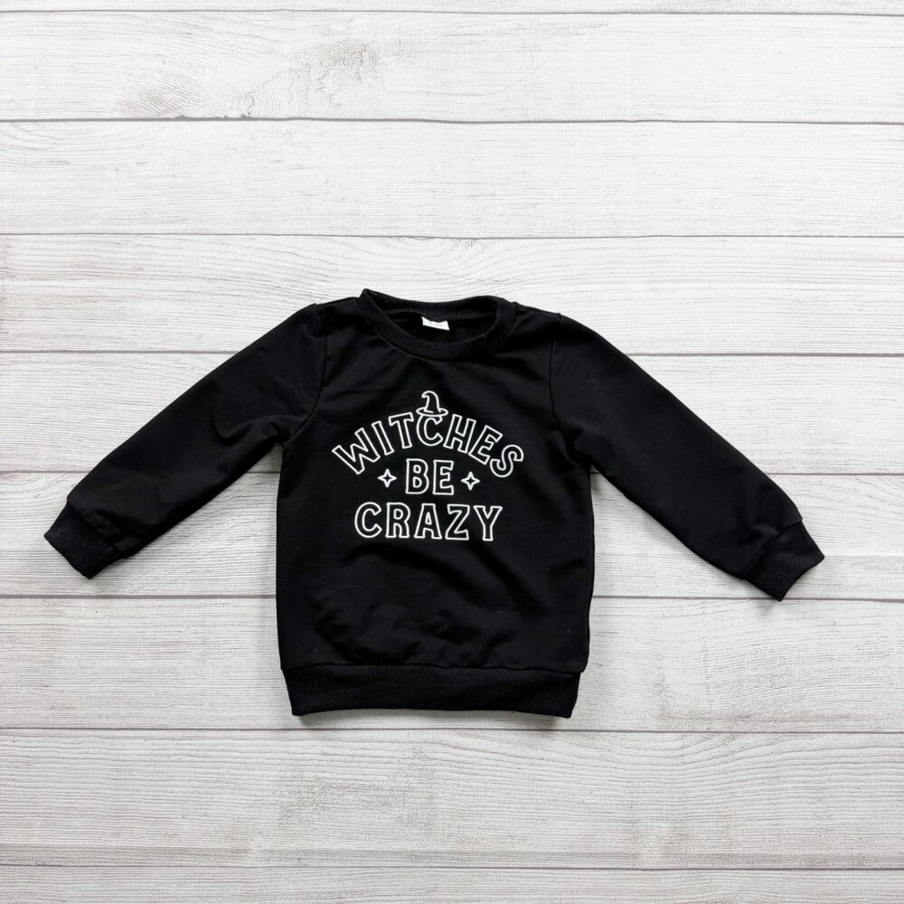 Toddler Halloween Sweatshirt “Witches Be Crazy” Graphic Crewneck Pullover 2-3 - Picture 1 of 4